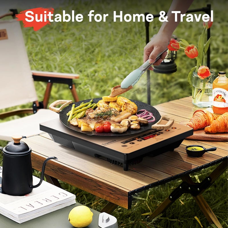 Traenvir Single Burner Electric Cooktop, One Burner Ceramic Stove 1800W, Portable Electric Cooktop with Touch Control, Child Safety Lock, 4 Hour Timer, Overheat Protection, 110V-120V Plug in, Orange - Image 5
